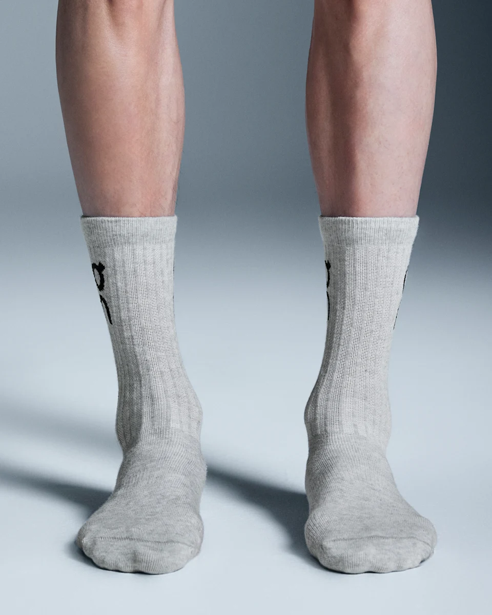 On Logo Sock High 3P Heather Gray