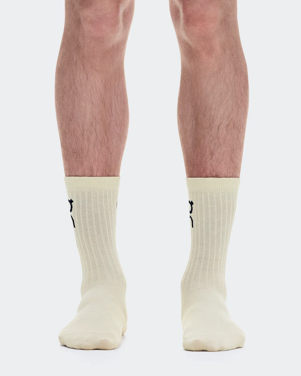 On Logo Sock High 3P Hare & Brume Unissex – Uso diário, respirável, versátil