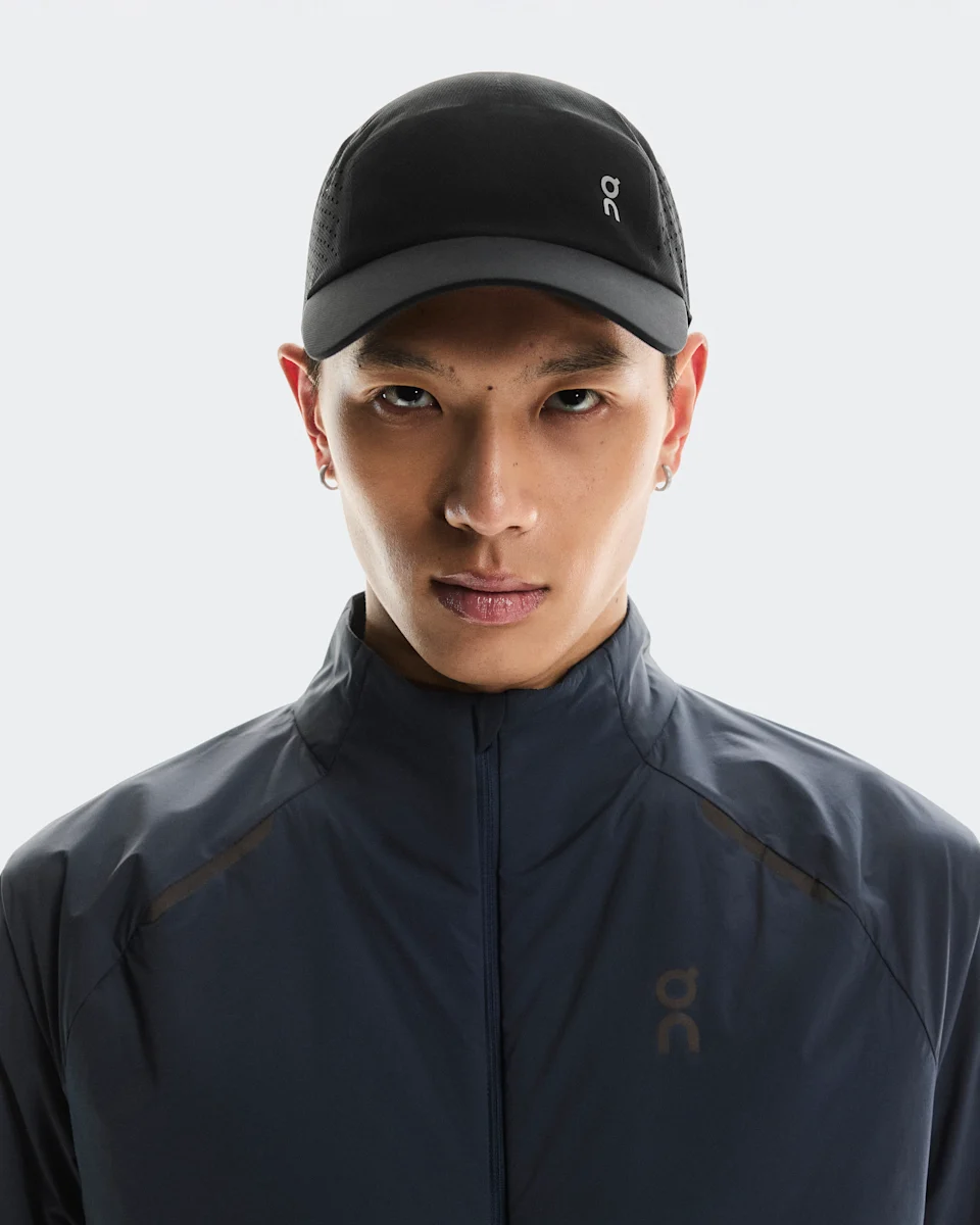 On Lightweight Cap Black Unissex – Corrida de rua, afasta o suor da pele, ventilado