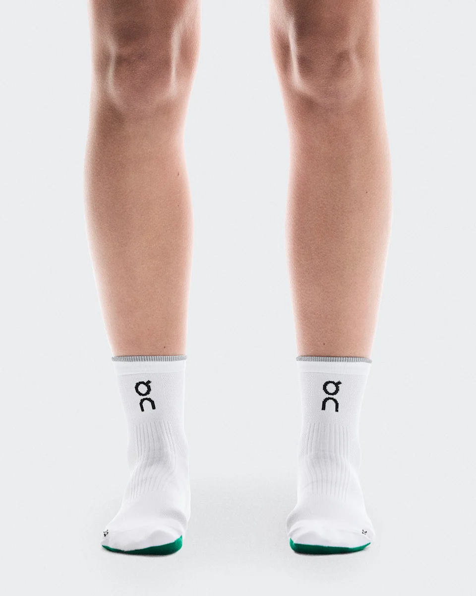 On Elite Run Sock Mid White & Ivory 