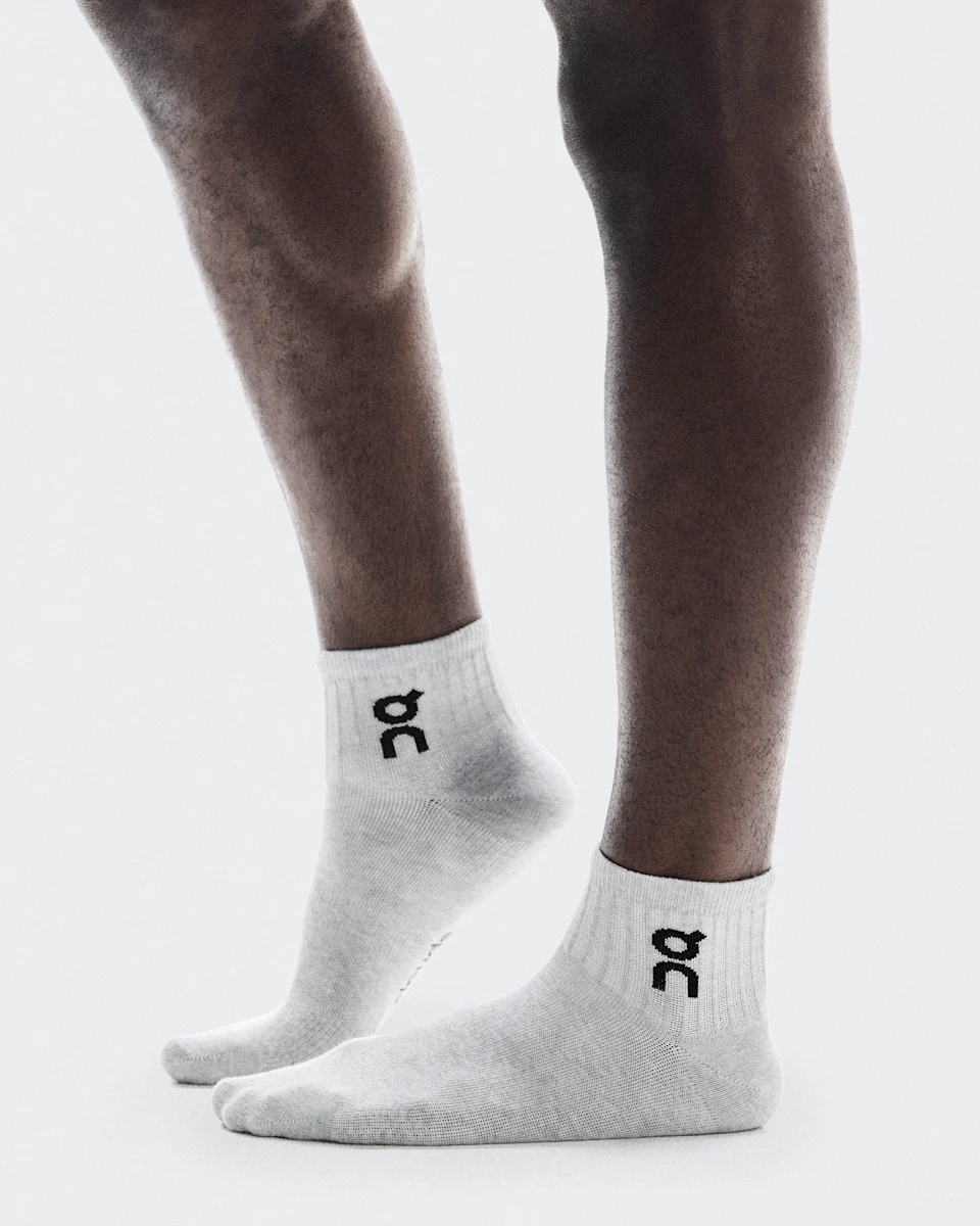 On Logo Sock Mid 3P Heather Gray 