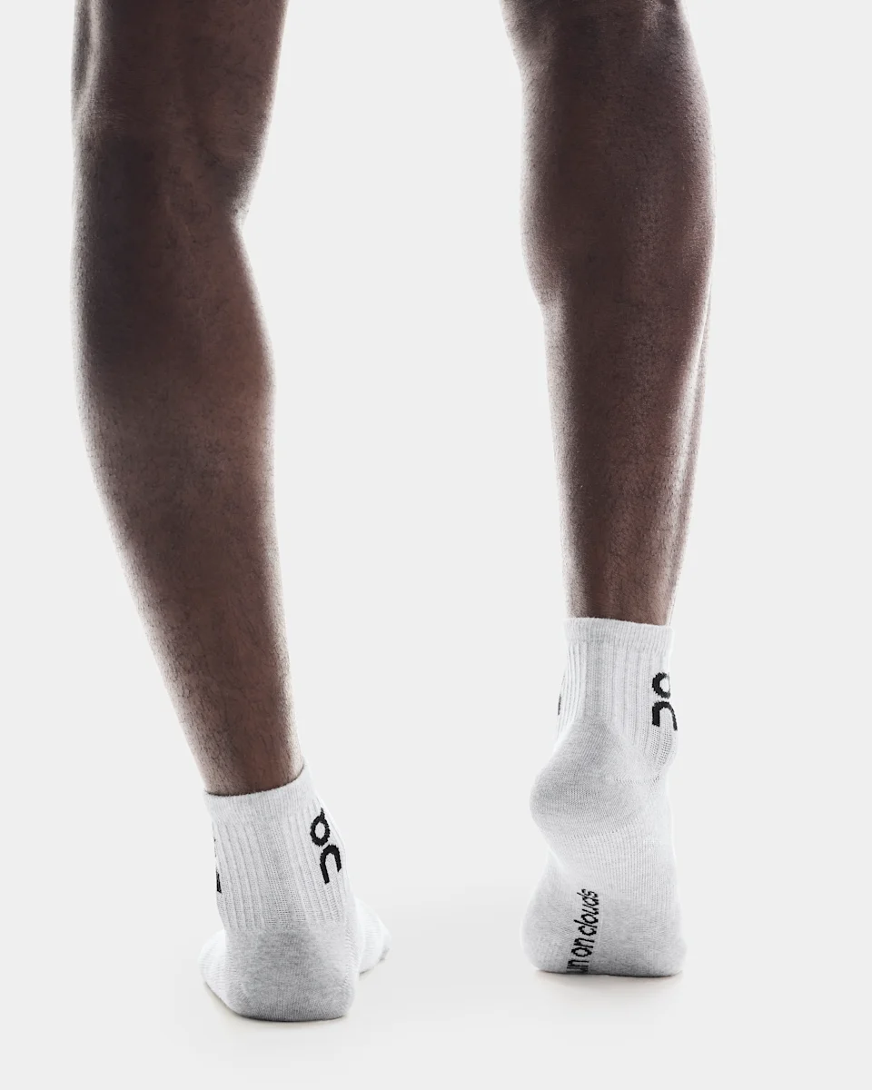 On Logo Sock Mid 3P Heather Gray 