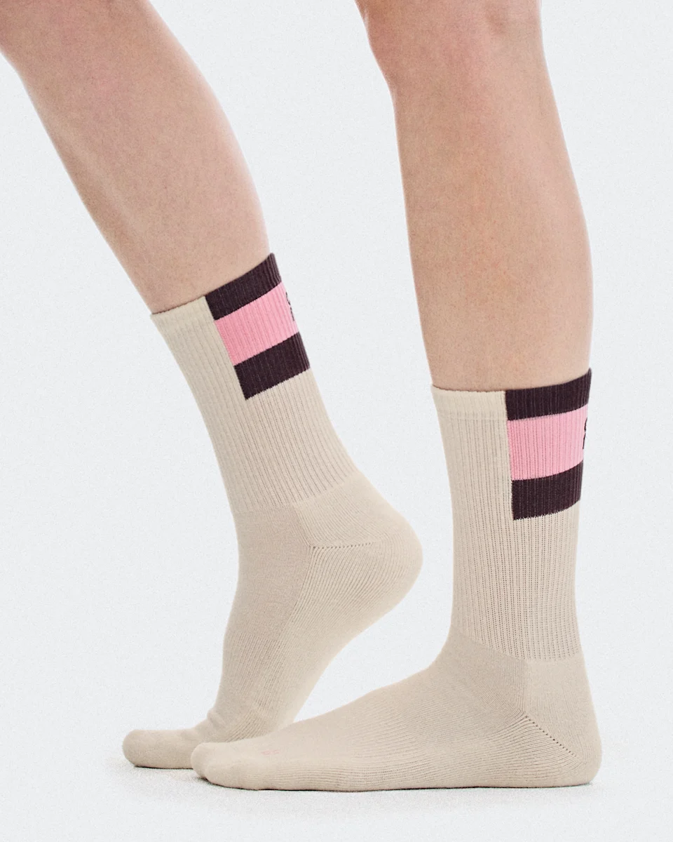 On Courtside Sock High 2P Ivory & Mulberry