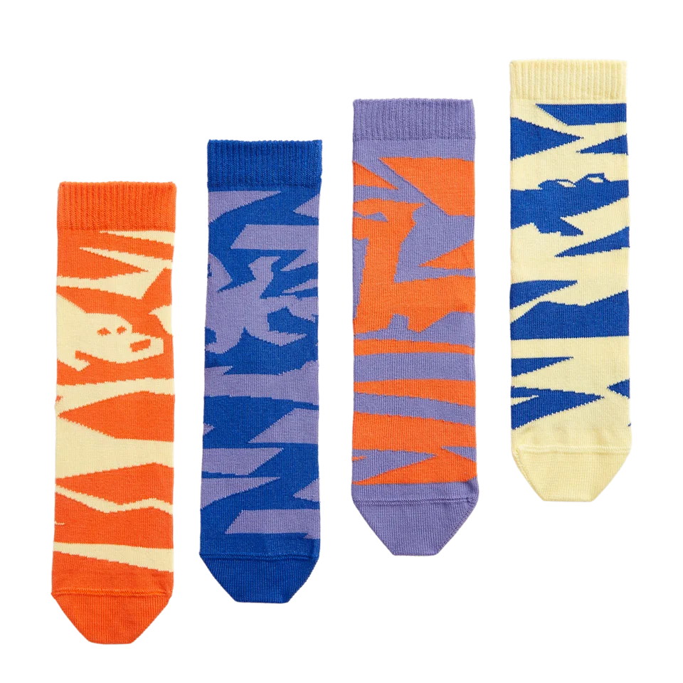 On Kids’ Sock 4-Pack Blueberry & Flame Infantil – Para uso diário, Crianças de 4 a 8 anos