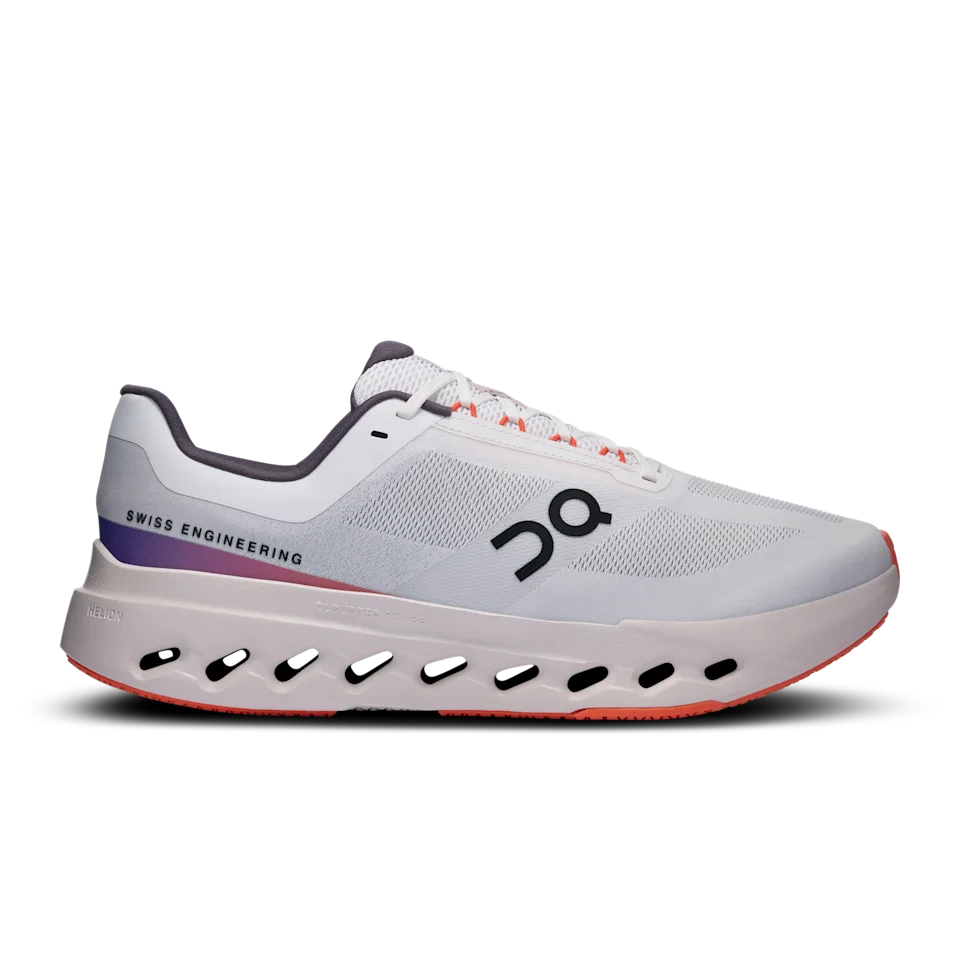 On Cloudsurfer Next White & Flame Masculino – Corridas diárias, passadas suaves