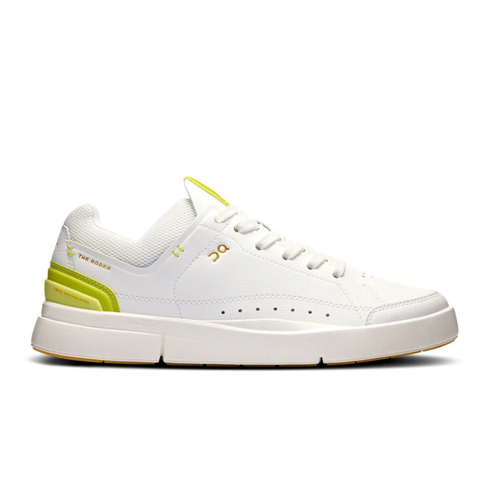 On THE ROGER Centre Court White & Limelight Feminino – Uso diário, inspirado no esporte de tênis