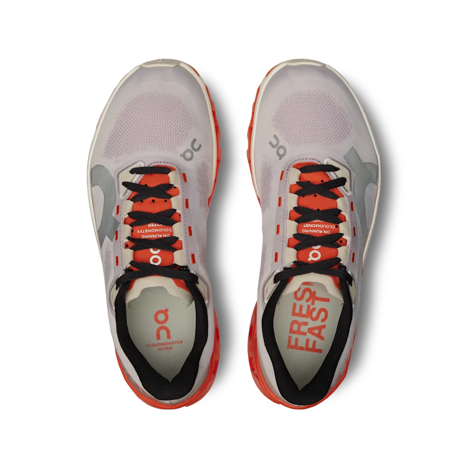 On Cloudmonster Hyper Mauve & Flame Feminino