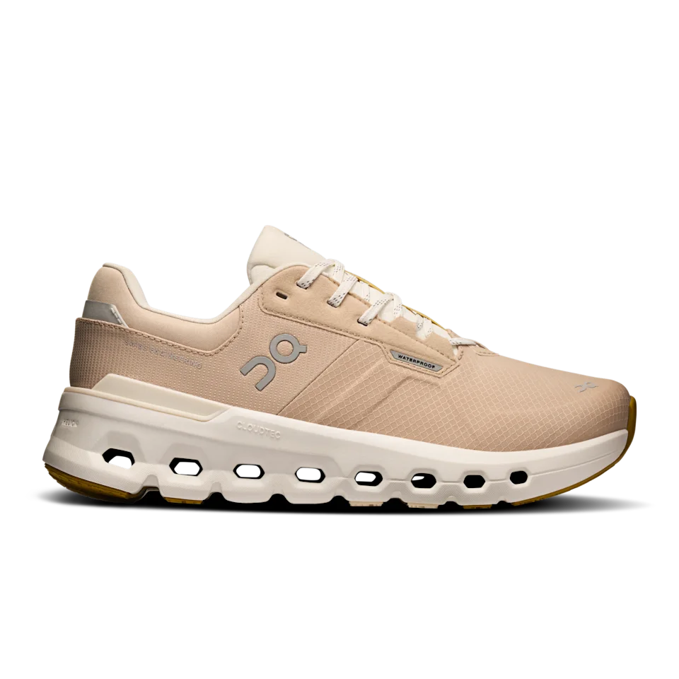 On Cloudrunner 2 Waterproof Sand & Dew Feminino – Corrida de rua, impermeável, superespuma Helion™