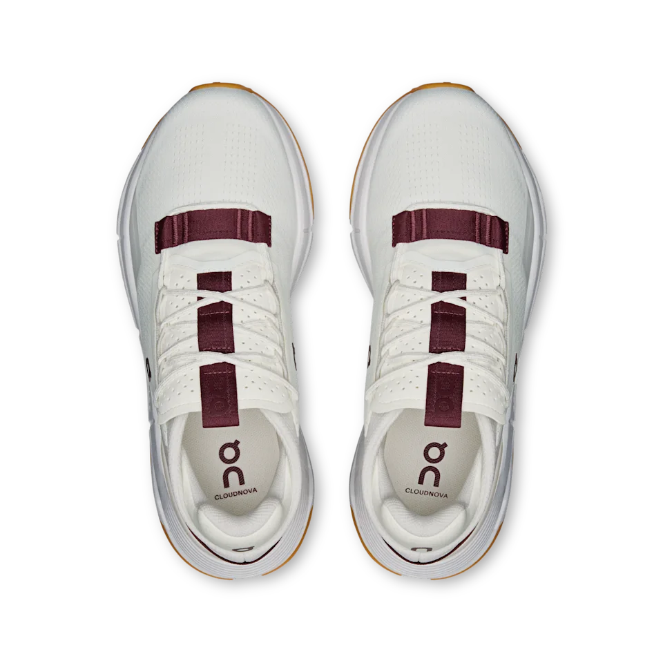 On Cloudnova 2 Ivory & Maroon Feminino
