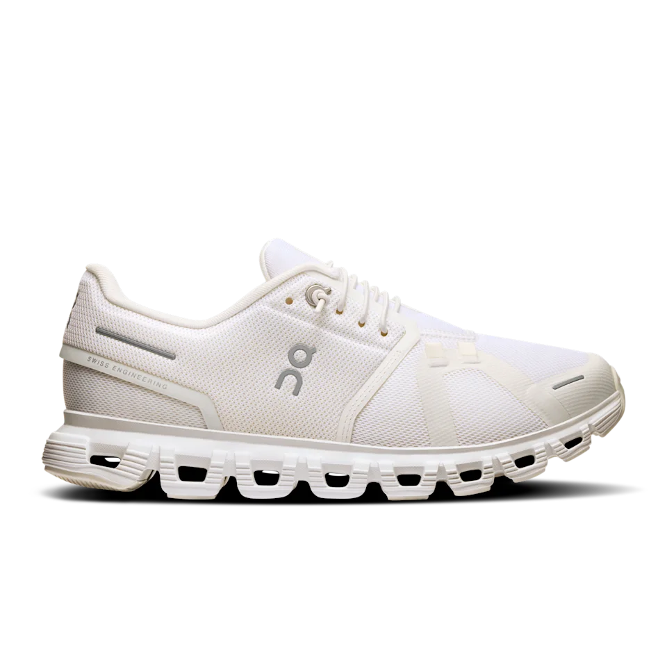 On Cloud 6 White & White Feminino – Uso diário, CloudTec®