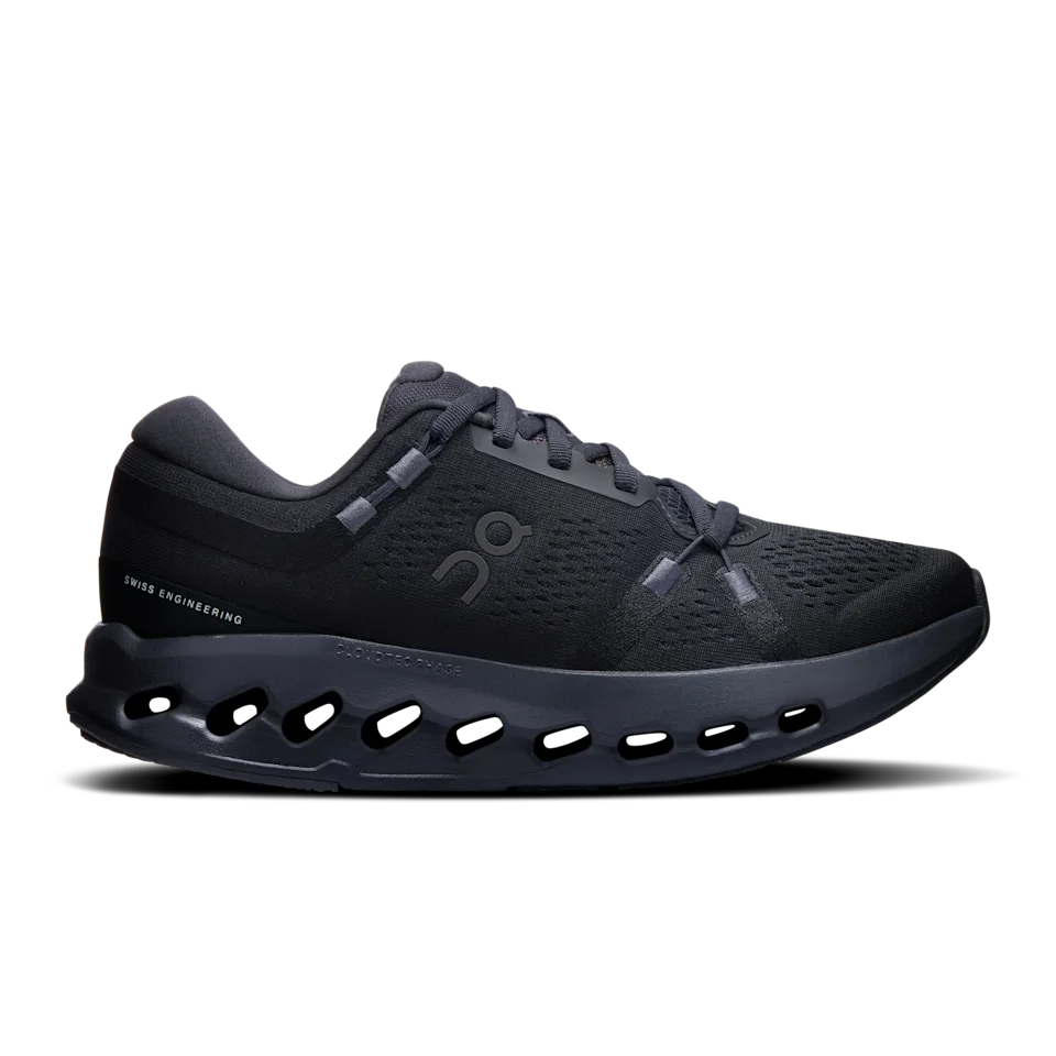 On Cloudsurfer 2 Black & Black Feminino – Corridas diárias, passadas suaves