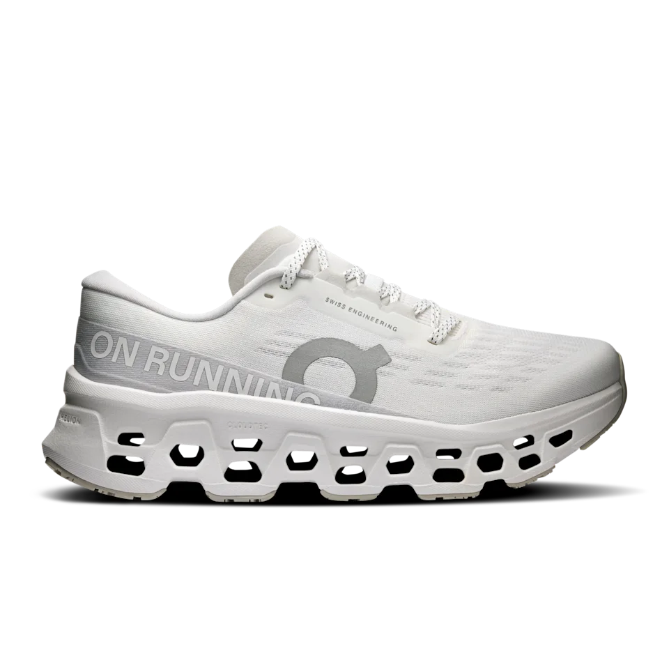 On Cloudmonster 3 White & Wolf Feminino – Corrida no dia a dia, responsivo