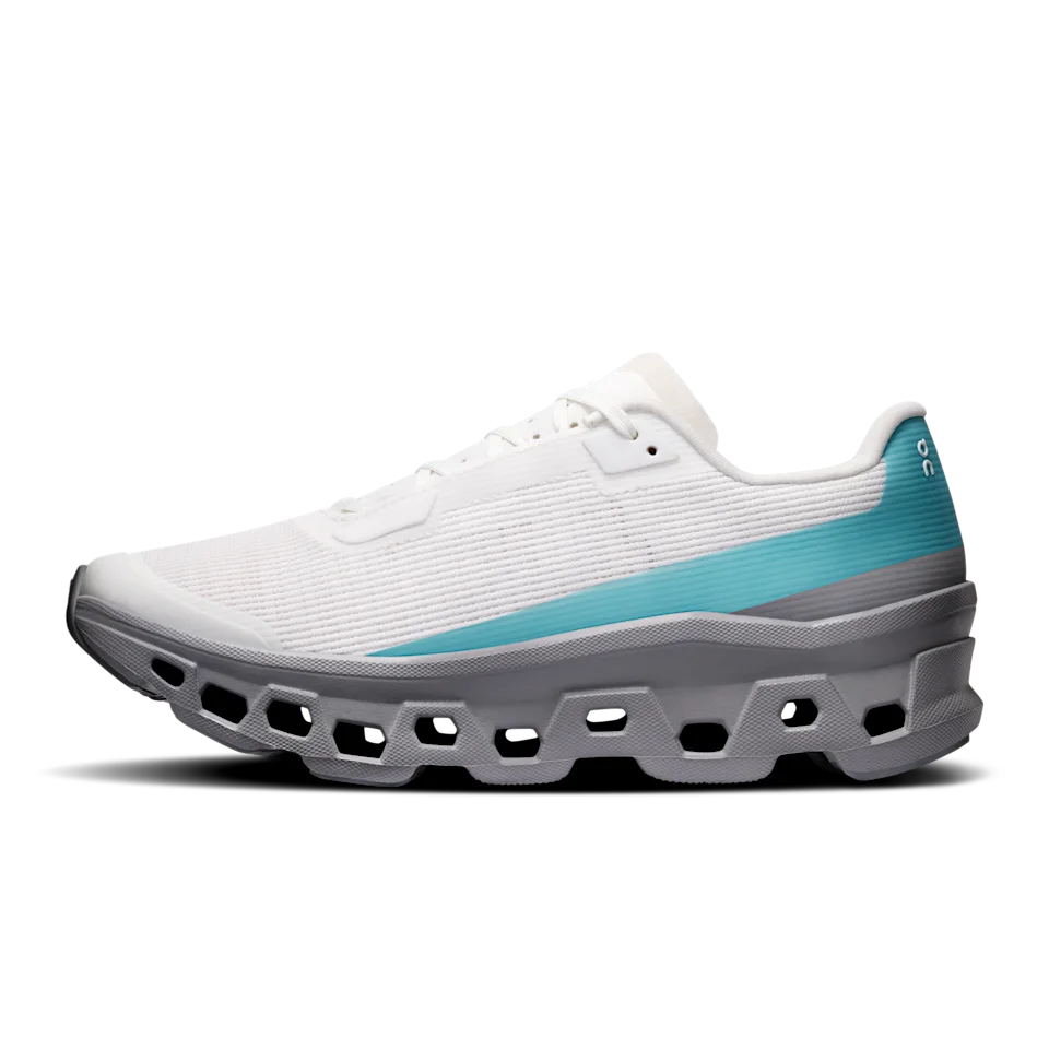 On Cloudmonster Void White & Aquamarine Feminino