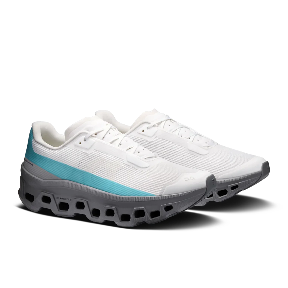 On Cloudmonster Void White & Aquamarine Feminino