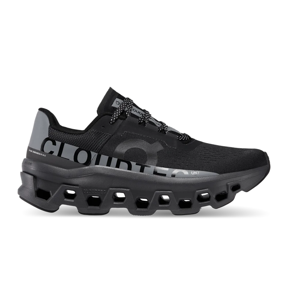 On Cloudmonster Lumos Black Feminino – Amortecimento, Corridas de rua, Painel refletivo